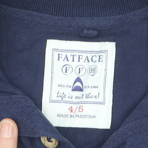FatFace Boys Navy Blue Polo Shirt Size 4-5 Years Cotton Casual Top
