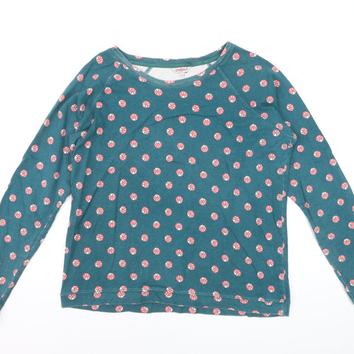 Cath Kidston Women's Blue Floral Long Sleeve Cotton T-Shirt Size M