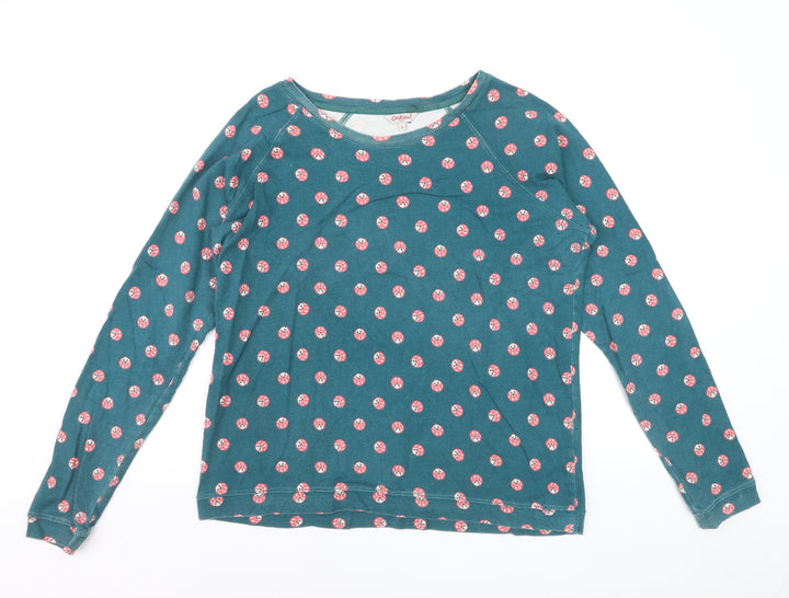 Cath Kidston Women's Blue Floral Long Sleeve Cotton T-Shirt Size M