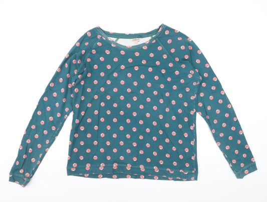 Cath Kidston Women's Blue Floral Long Sleeve Cotton T-Shirt Size M