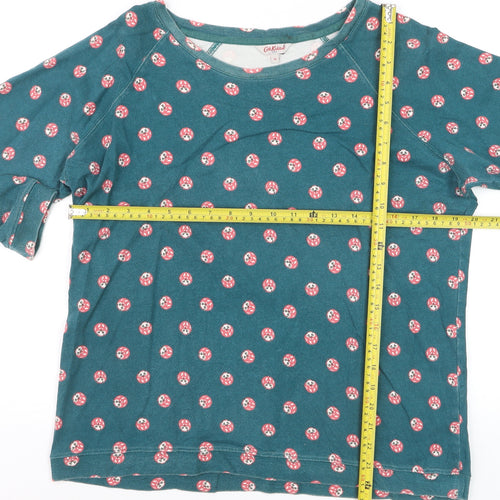 Cath Kidston Women's Blue Floral Long Sleeve Cotton T-Shirt Size M