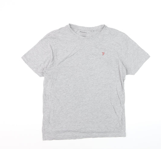 Farah Men's Grey Cotton Jersey Crew Neck Short Sleeve T-Shirt M