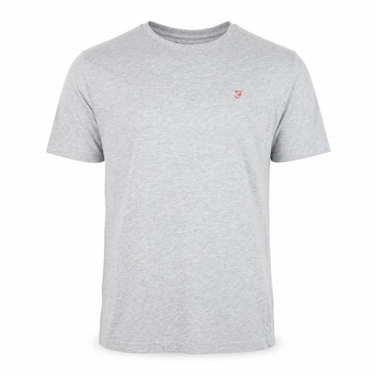 Front view of Farah Men's Grey Cotton Jersey Crew Neck Short Sleeve T-Shirt M
