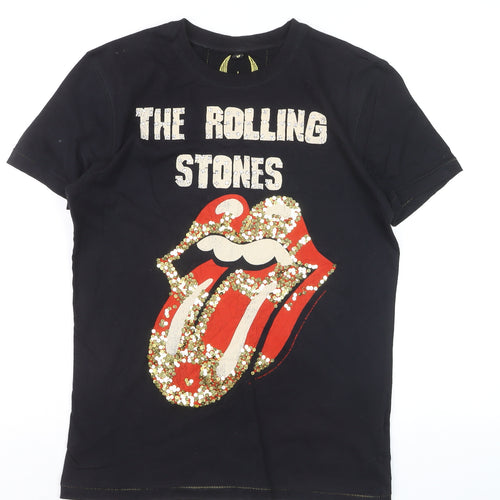 Amplified Women's Black Sequin Rolling Stones T-Shirt Size S