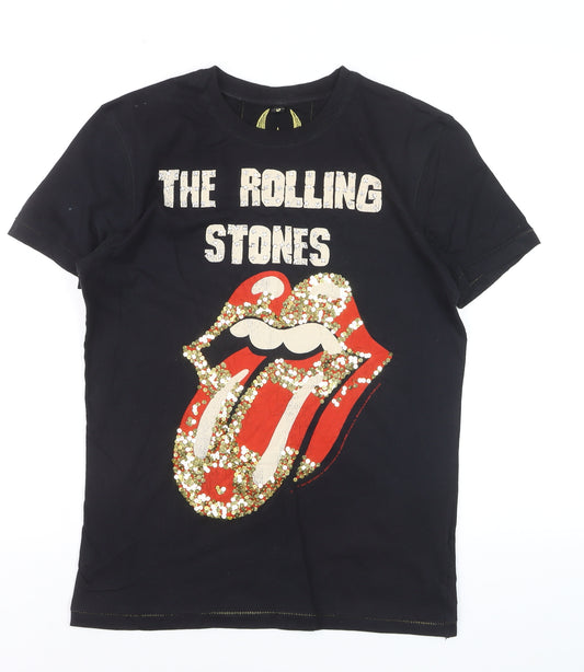 Amplified Women's Black Sequin Rolling Stones T-Shirt Size S