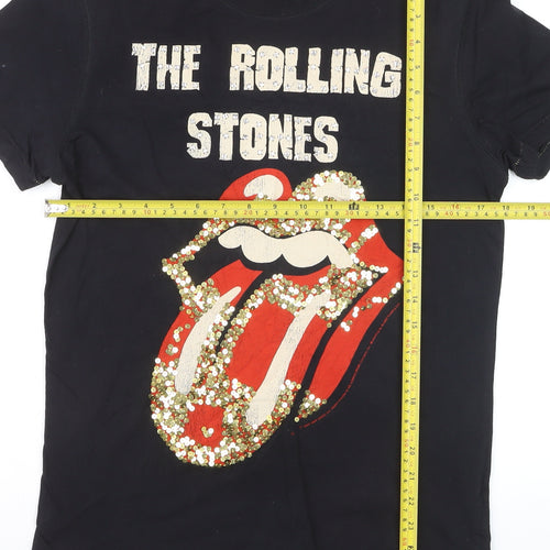Amplified Women's Black Sequin Rolling Stones T-Shirt Size S