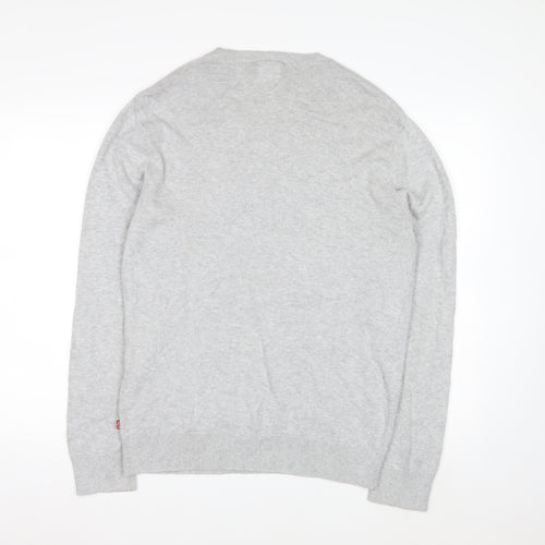 Levi's Men's Grey V-Neck Wool Jumper L Classic Knitwear