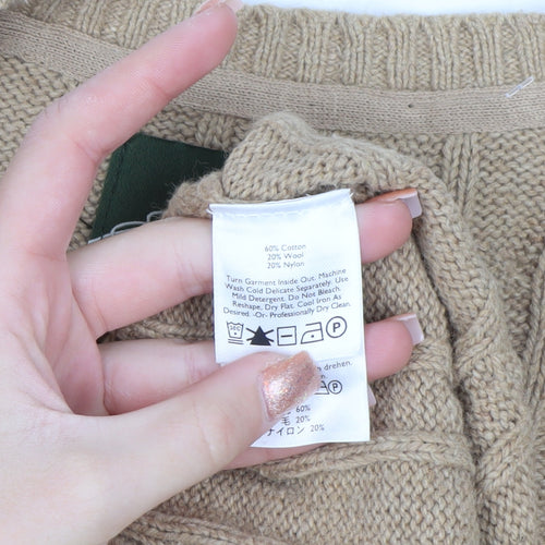 Eddie Bauer Men's Beige XL Cable-Knit V-Neck Pullover Jumper