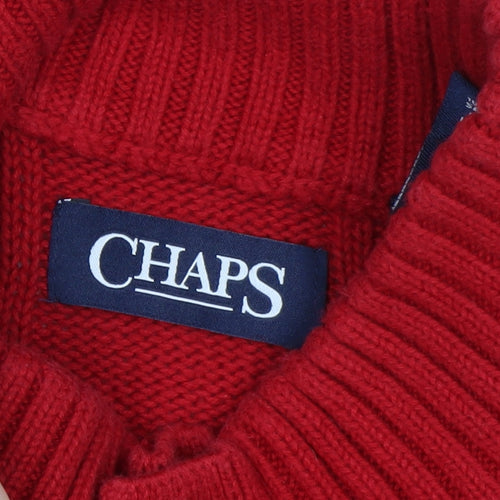 Chaps Men's Red 2XL Cable-Knit Cotton Henley Jumper