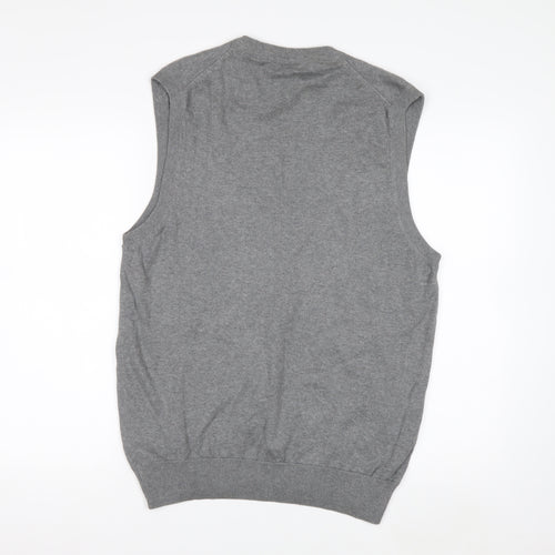 s.Oliver Men's Grey Cotton Knit Sleeveless V-Neck Vest L