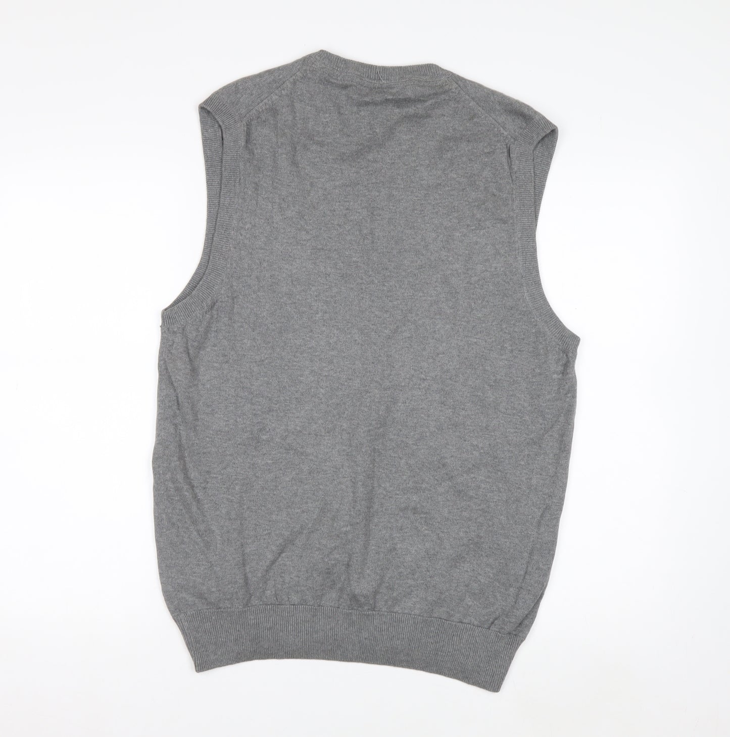 s.Oliver Men's Grey Cotton Knit Sleeveless V-Neck Vest L