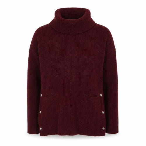 Tahari Womens Burgundy Wool Blend Roll Neck Long Sleeve Jumper M