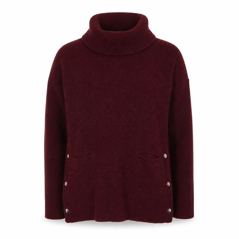 Tahari Womens Burgundy Wool Blend Roll Neck Long Sleeve Jumper M