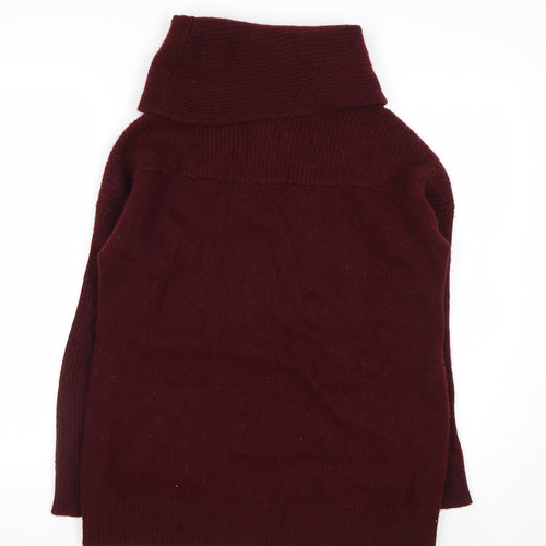 Tahari Womens Burgundy Wool Blend Roll Neck Long Sleeve Jumper M