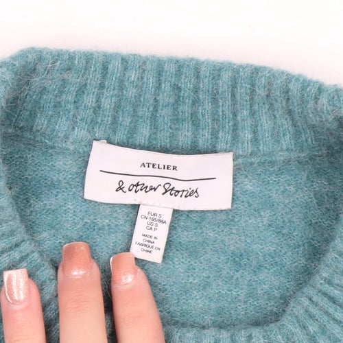 & Other Stories Women Blue Alpaca Wool Crew Neck Jumper Size S