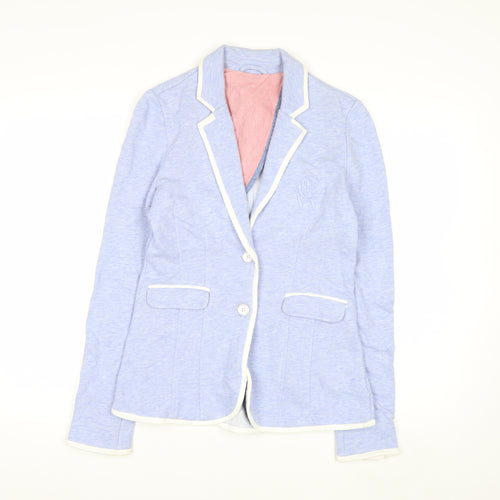 Crew Clothing Co. Women’s Blue Cotton Blazer Size 8 Classic Preppy Style