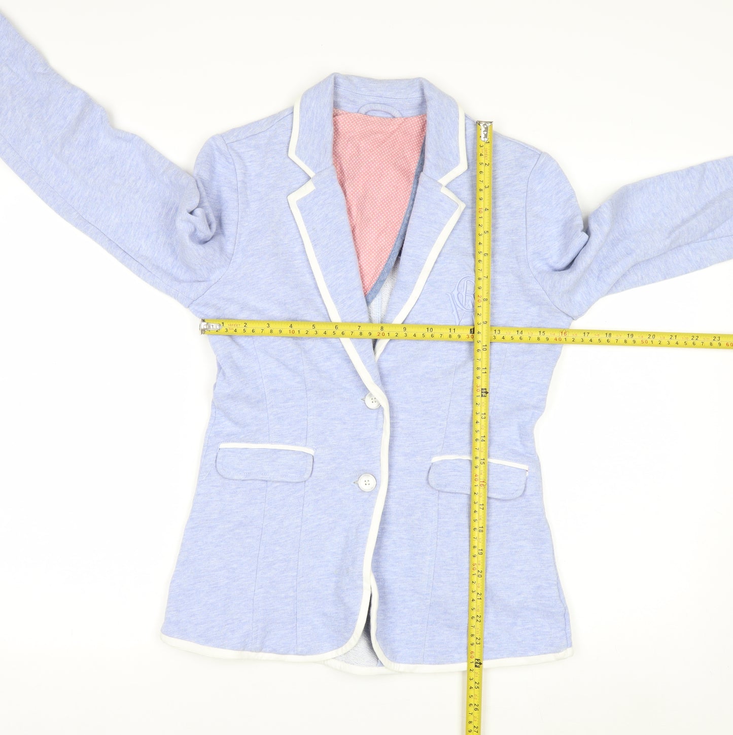 Crew Clothing Co. Women’s Blue Cotton Blazer Size 8 Classic Preppy Style