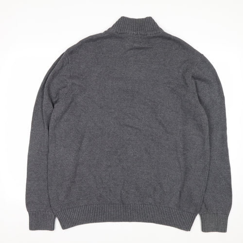 Dockers Men’s Grey Cotton Half Zip High Neck Jumper XL