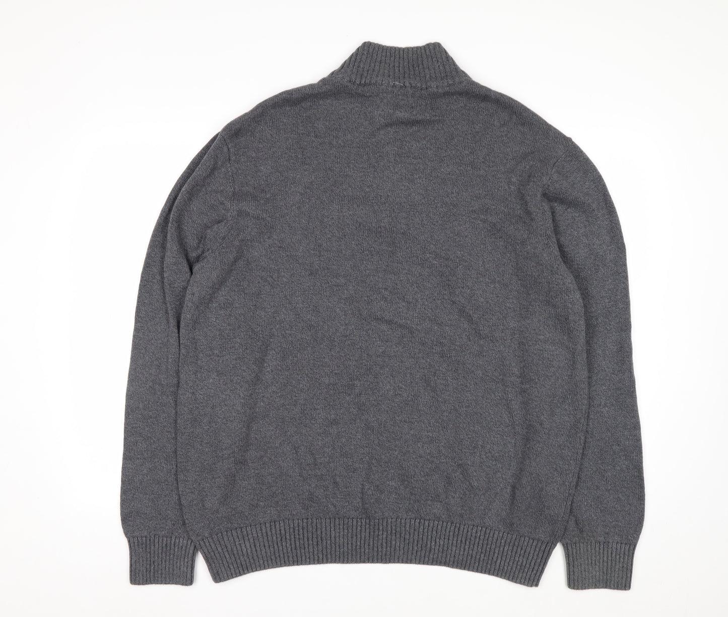 Dockers Men’s Grey Cotton Half Zip High Neck Jumper XL