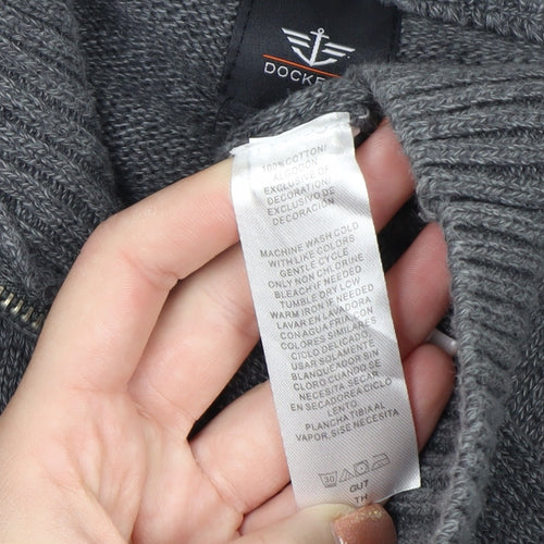 Dockers Men’s Grey Cotton Half Zip High Neck Jumper XL