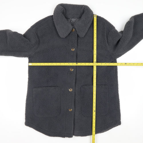 Marks and Spencer Womens Grey Fleece Button Coat Size 14