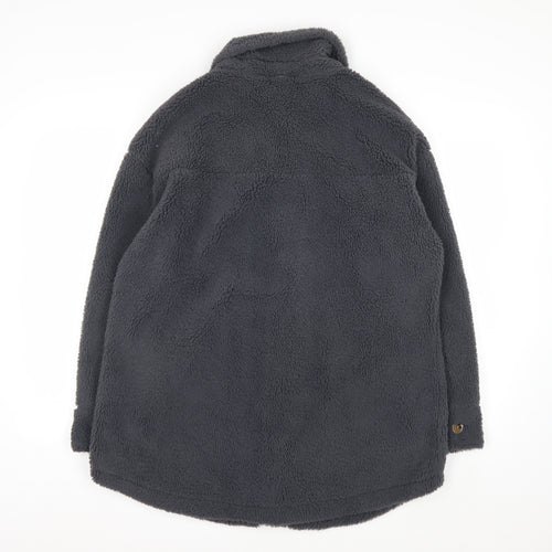 Marks and Spencer Womens Grey Fleece Button Coat Size 14