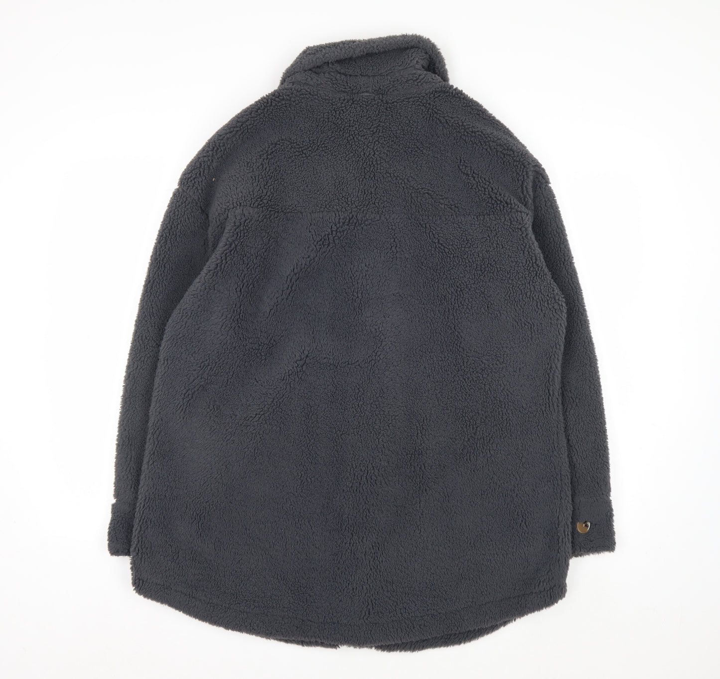 Marks and Spencer Womens Grey Fleece Button Coat Size 14