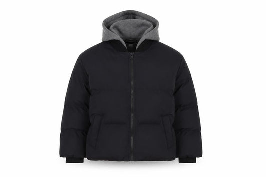 Front view of Saint & Sinner Women's Black, size 12, Puffer Hooded Jacket