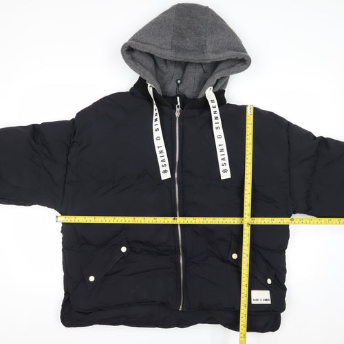 Saint & Sinner Women's Black Size 12 Puffer Hooded Jacket