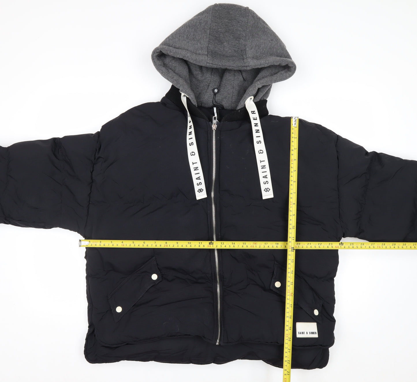 Saint & Sinner Women's Black Size 12 Puffer Hooded Jacket