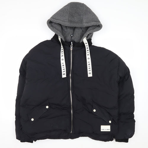 Saint & Sinner Women's Black Size 12 Puffer Hooded Jacket