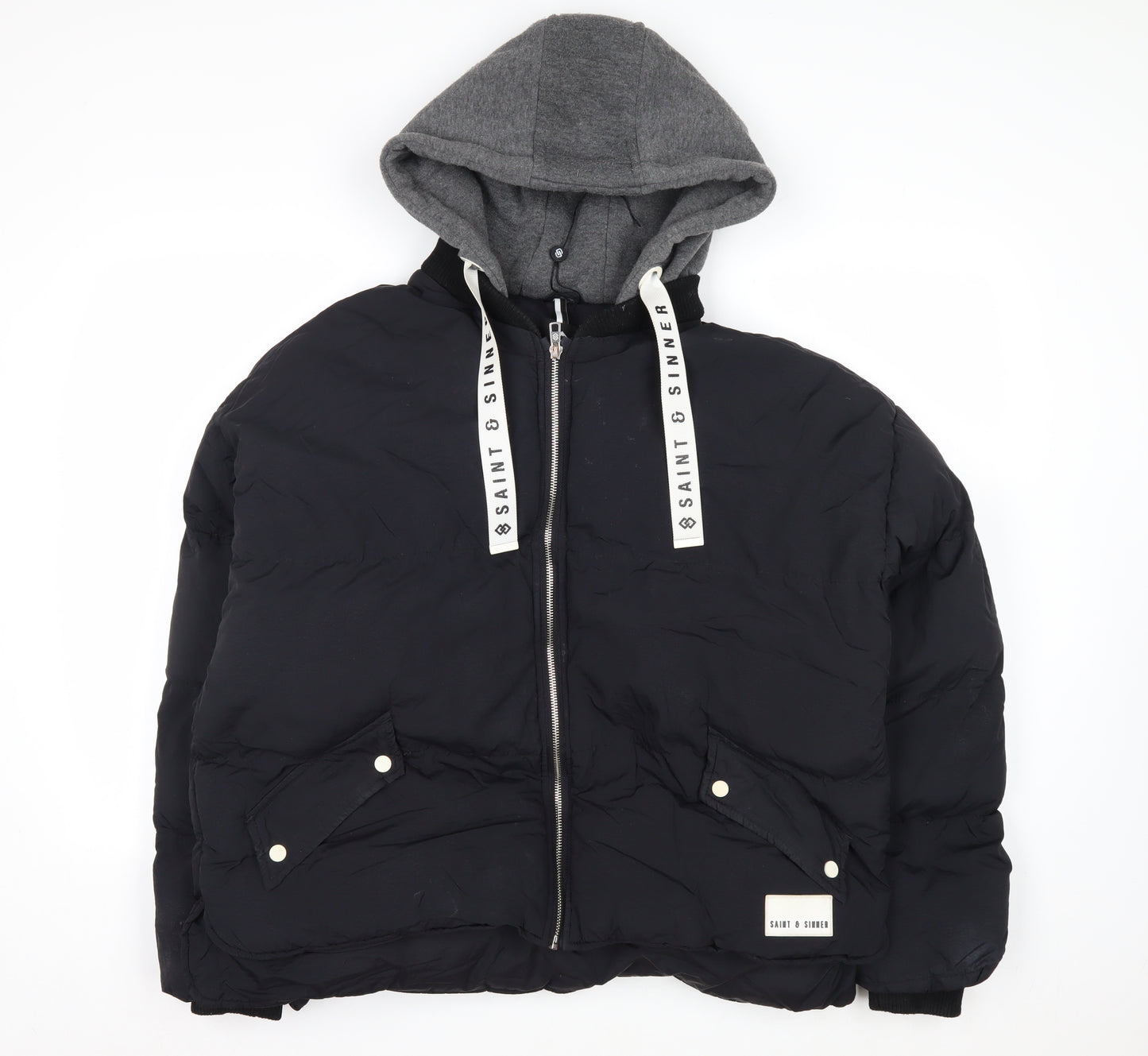 Saint & Sinner Women's Black Size 12 Puffer Hooded Jacket