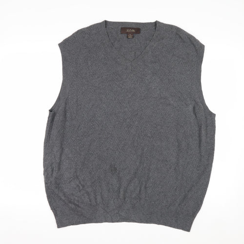 Tasso Elba Men's Grey Cotton V-Neck Sleeveless Vest XL