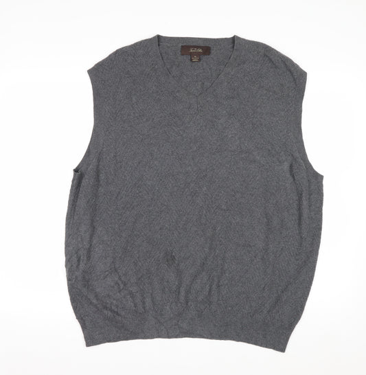 Tasso Elba Men's Grey Cotton V-Neck Sleeveless Vest XL