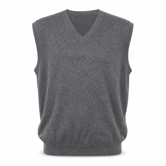 Front view of Tasso Elba Men's Grey Cotton V-Neck Sleeveless Vest XL