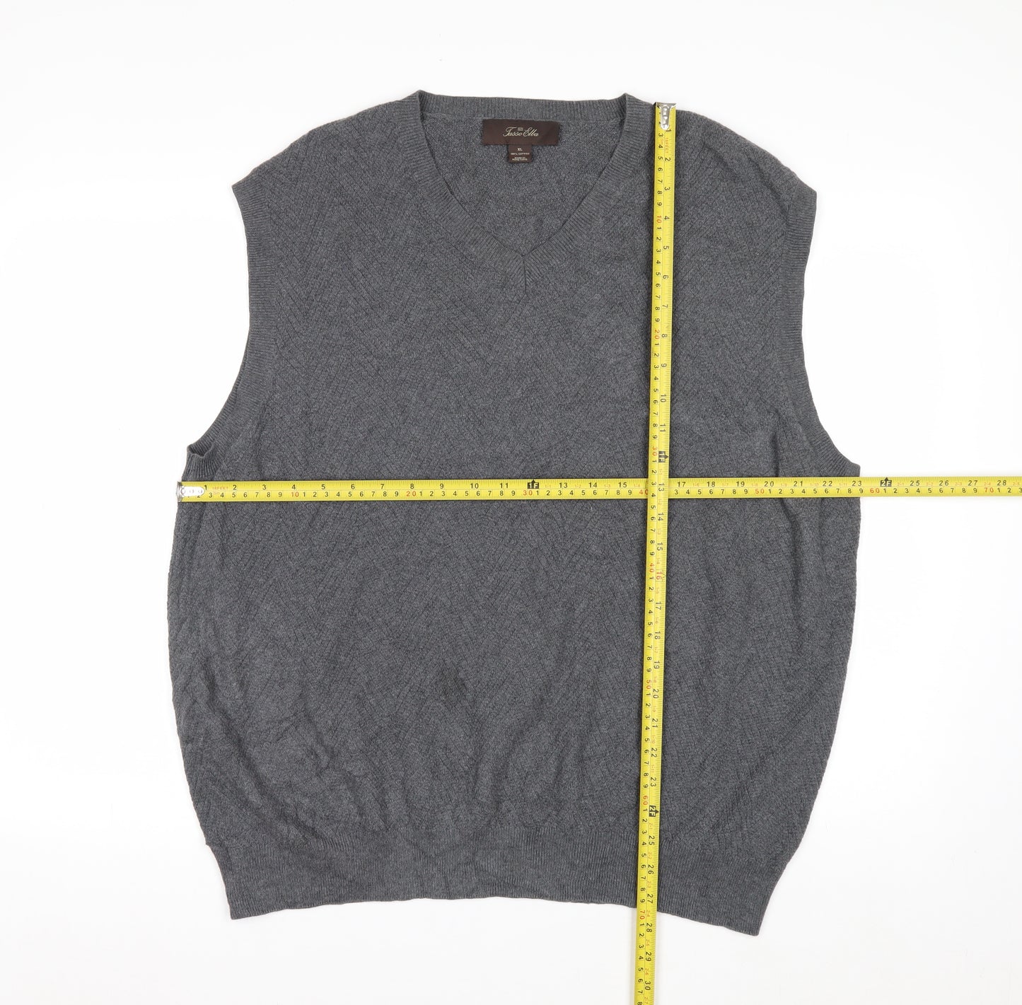 Tasso Elba Men's Grey Cotton V-Neck Sleeveless Vest XL