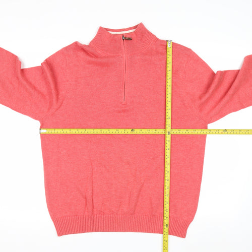 Brooks Brothers Men's Pink Cotton 1/2 Zip High Neck Jumper M