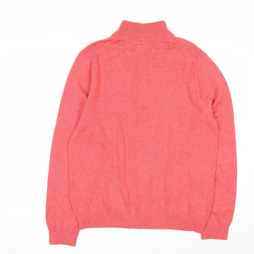 Brooks Brothers Men's Pink Cotton 1/2 Zip High Neck Jumper M