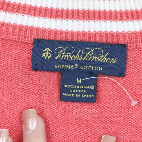 Brooks Brothers Men's Pink Cotton 1/2 Zip High Neck Jumper M