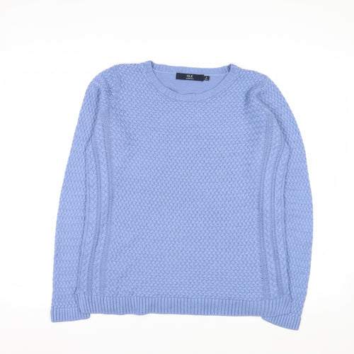 ISLE Essentials Women Blue Cable-Knit Cotton Blend Jumper Size S 10-12