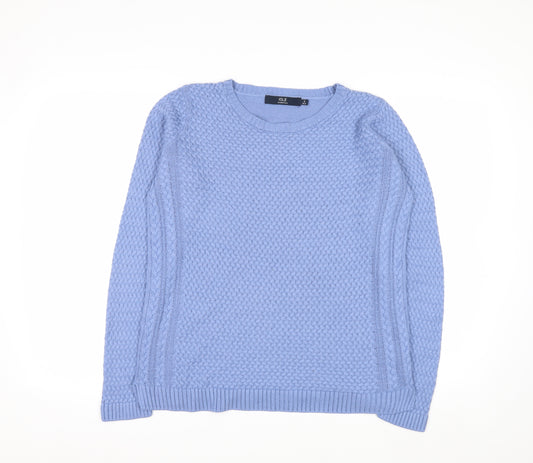 ISLE Essentials Women Blue Cable-Knit Cotton Blend Jumper Size S 10-12