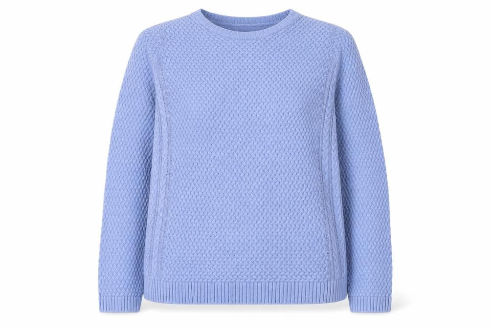 ISLE Essentials Women Blue Cable-Knit Cotton Blend Jumper Size S 10-12