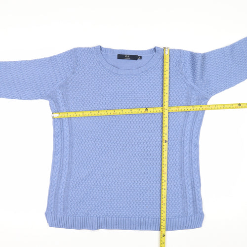 ISLE Essentials Women Blue Cable-Knit Cotton Blend Jumper Size S 10-12