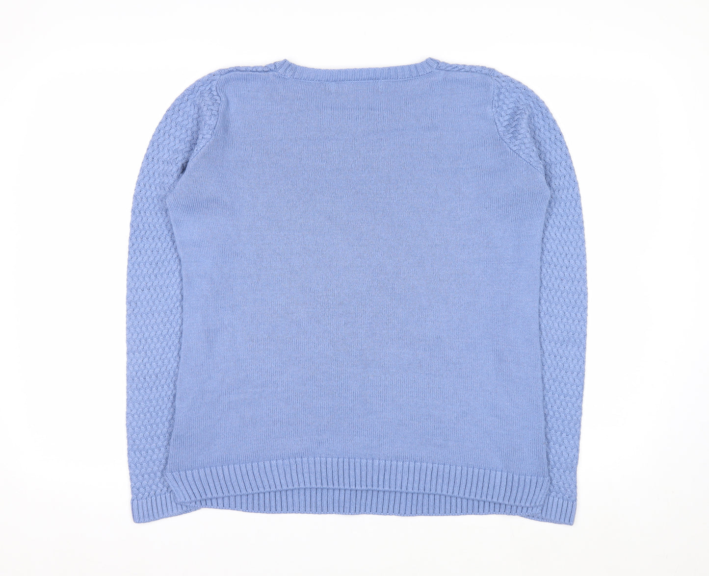 ISLE Essentials Women Blue Cable-Knit Cotton Blend Jumper Size S 10-12