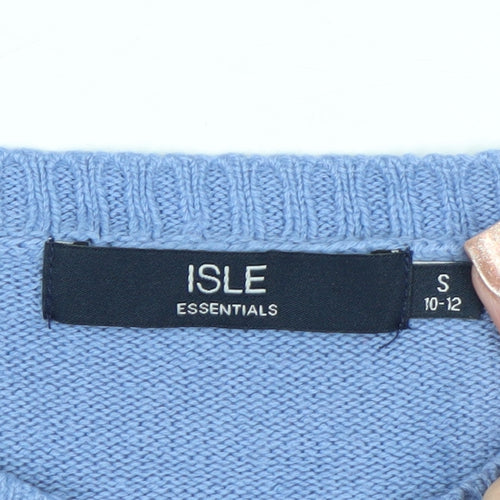 ISLE Essentials Women Blue Cable-Knit Cotton Blend Jumper Size S 10-12