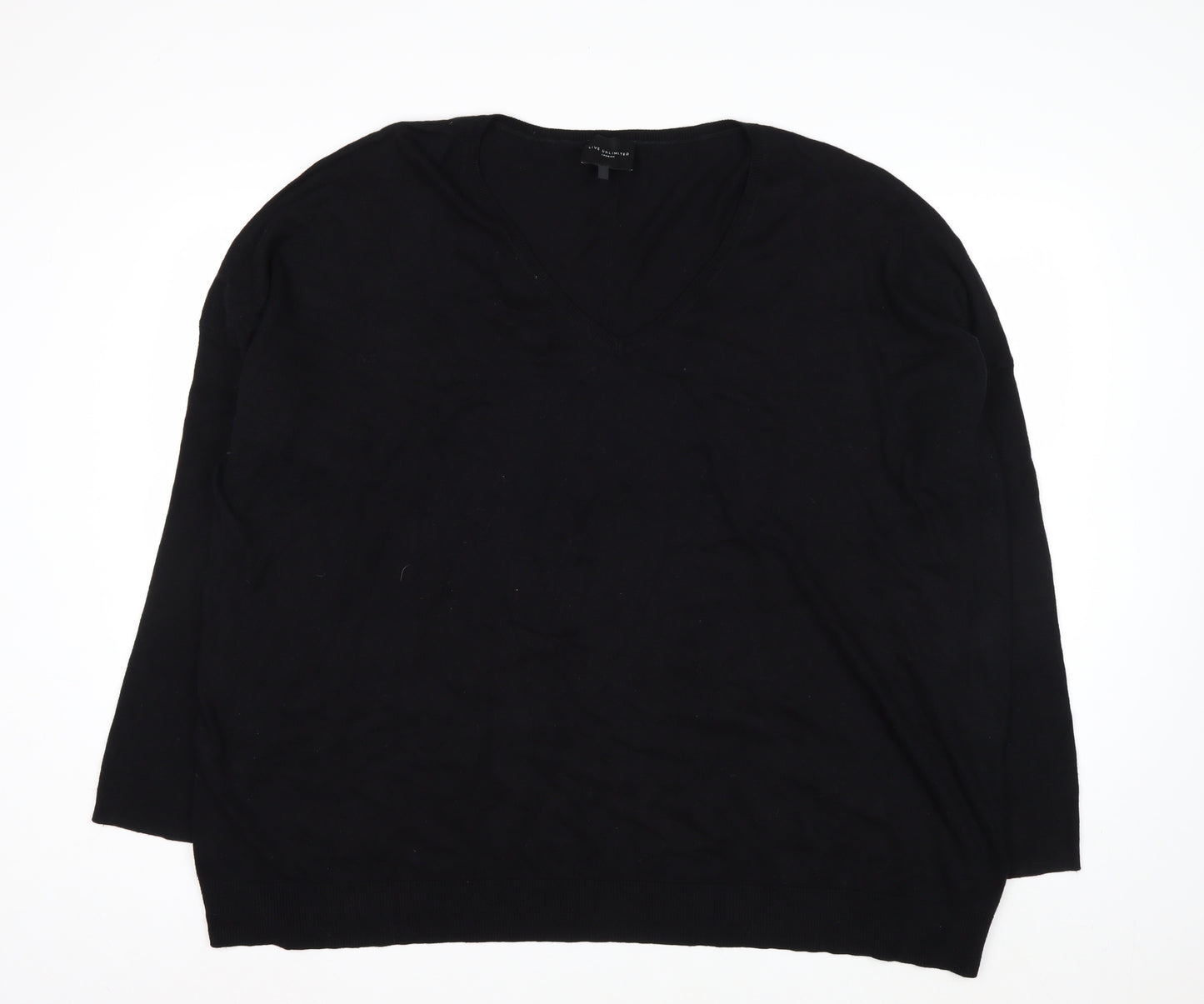 Live Unlimited London Women's Black V-Neck Pullover Jumper Size 26