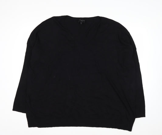 Live Unlimited London Women's Black V-Neck Pullover Jumper Size 26