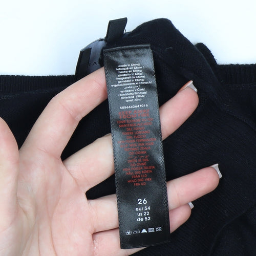 Live Unlimited London Women's Black V-Neck Pullover Jumper Size 26