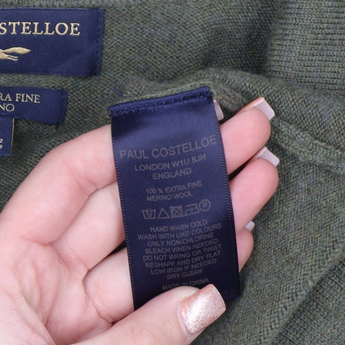 Paul Costelloe Womens Green Merino Wool Cardigan UK 12 M
