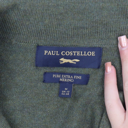 Paul Costelloe Womens Green Merino Wool Cardigan UK 12 M